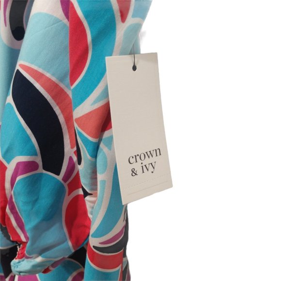 Crown & Ivy Swirl Print Peasant Top Plus Size 1X - Picture 15 of 15